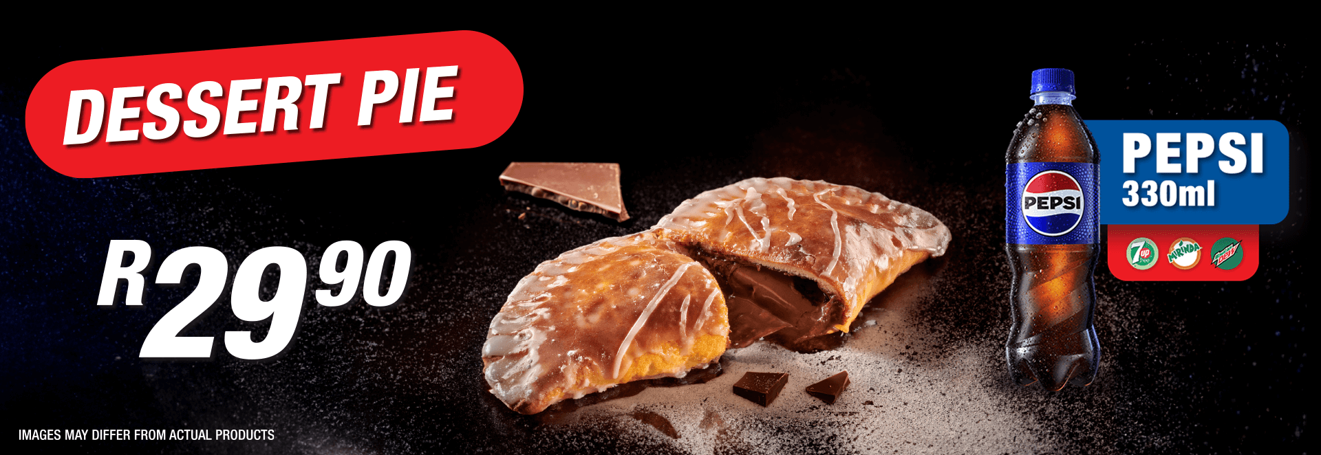 Roman’s Dessert Deal – Treat yourself to a dessert pie and a 330ml Pepsi for only R29.90. A sweet little moment made for one.