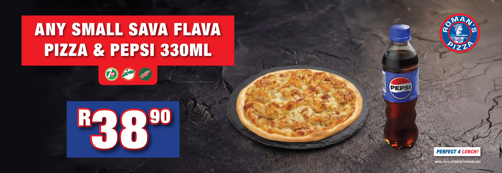 Lunch just got better 🍕🥤 Grab any Small Sava Flava Pizza with a 330ml Pepsi for only R38.90! The perfect combo to satisfy your cravings without breaking the budget. 🔥