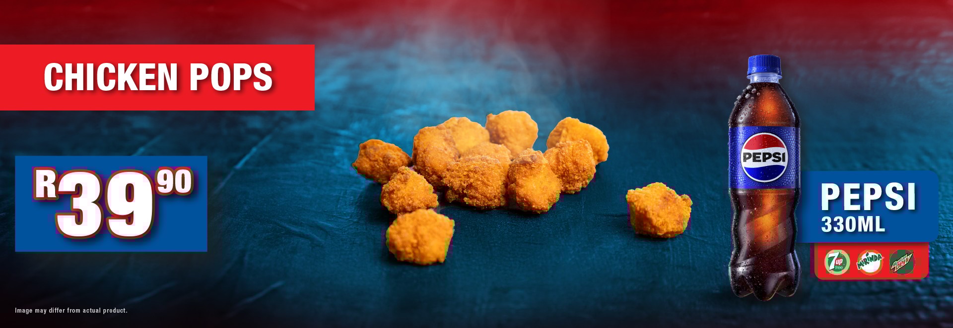 Chicken Pops & 330ml Pepsi  Combo